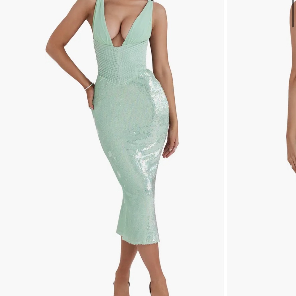 HOUSE OF CB Thala green Sequin Dress size small NWT